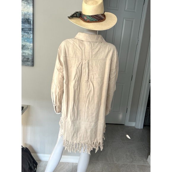 BLUE B Tassel trim linen mini dress S M L - Picture 6 of 7